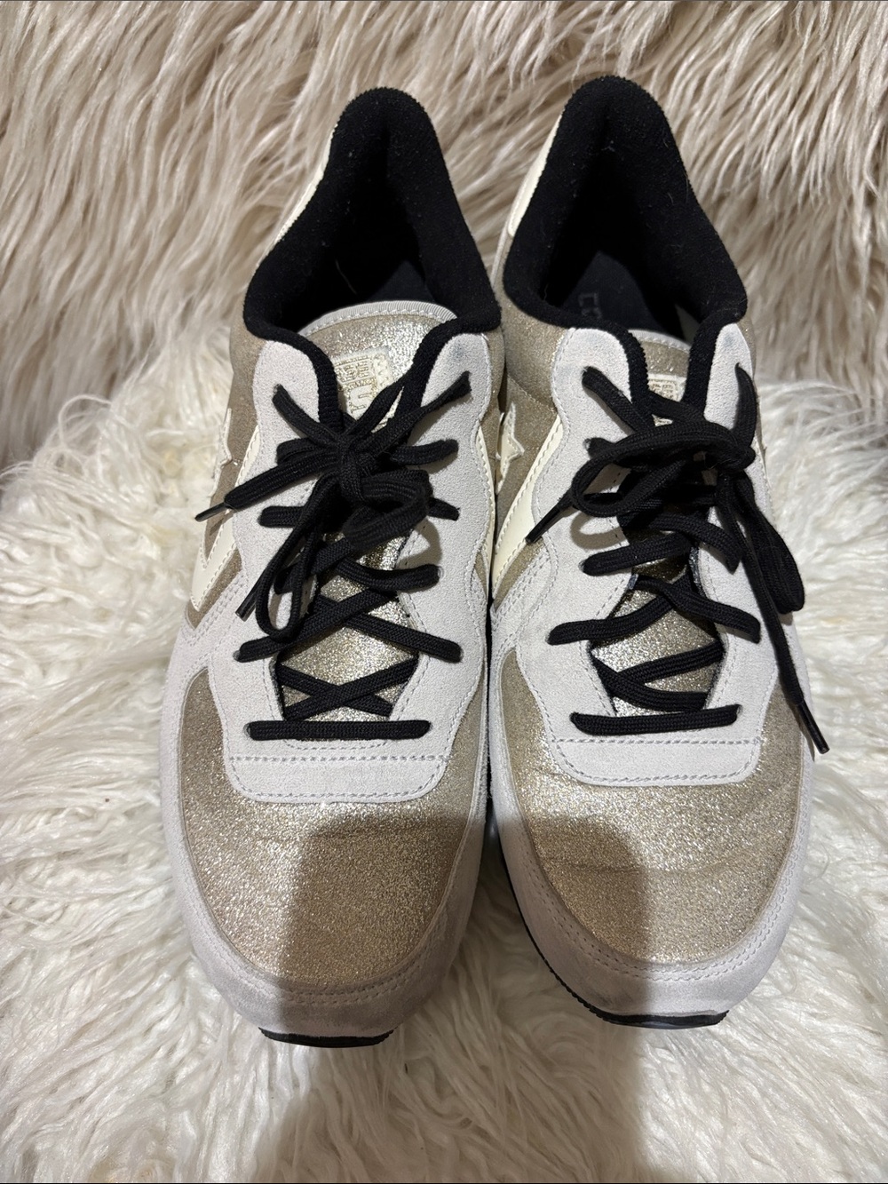 Converse Gold,White and Black Low-Top Sneakers